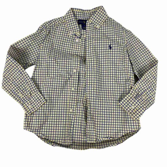 Ralph Lauren Yellow & Navy Button down shirt size 5 - Picture 1 of 4